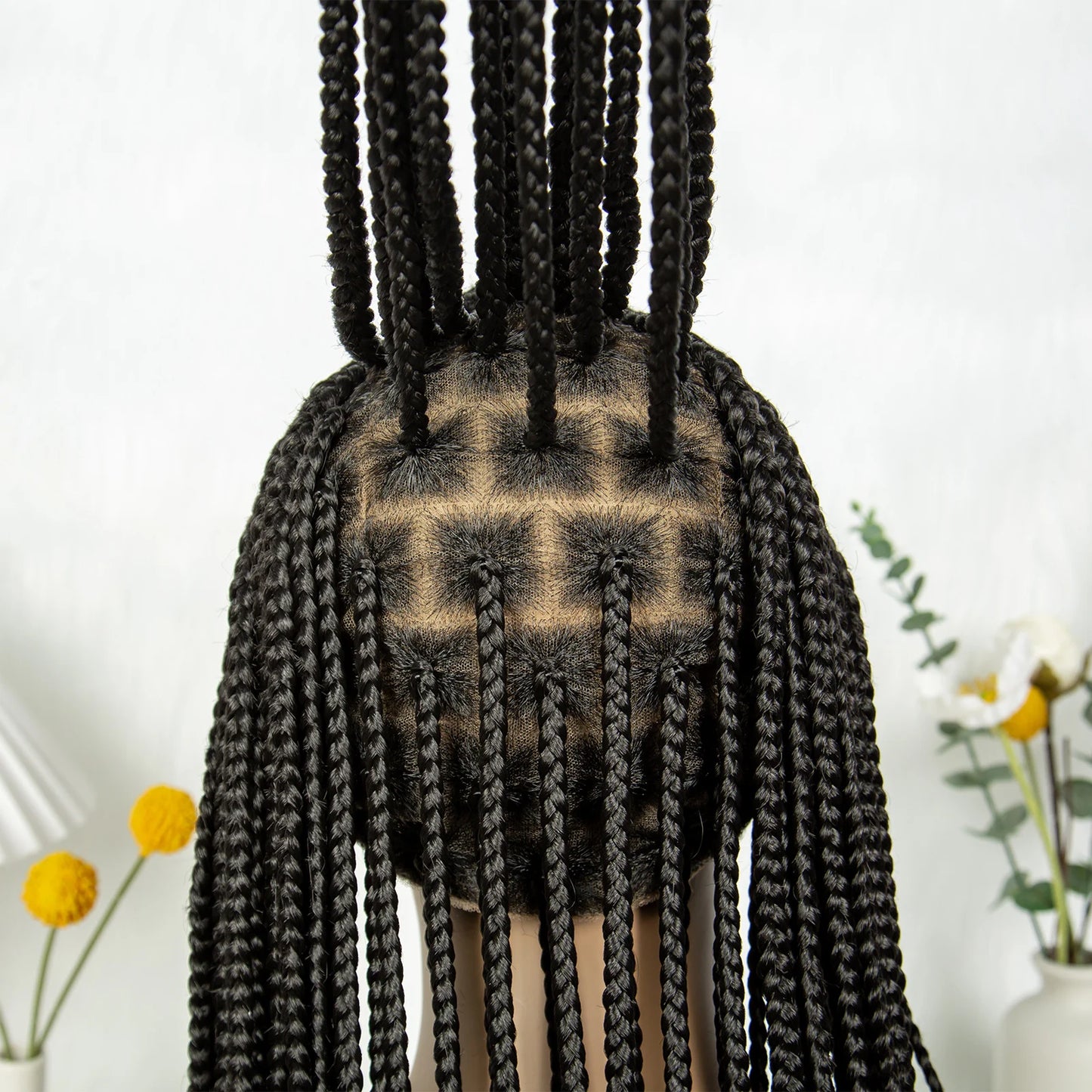 Box Braids Wig 36Inch Cornrow Braided Wigs Synthetic Full Lace  Braided Wig for Black Women Blended Lace Front Braiding Hair Wig
