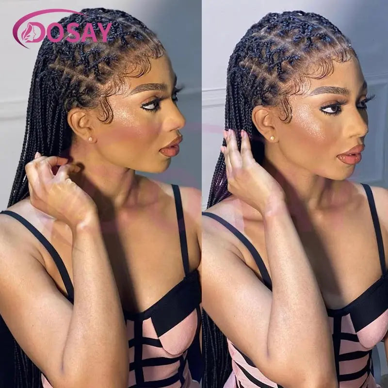 36" Criss Cross Full Lace Wig Braided Knotless Cornrow Braids Lace Wigs With Baby Hair