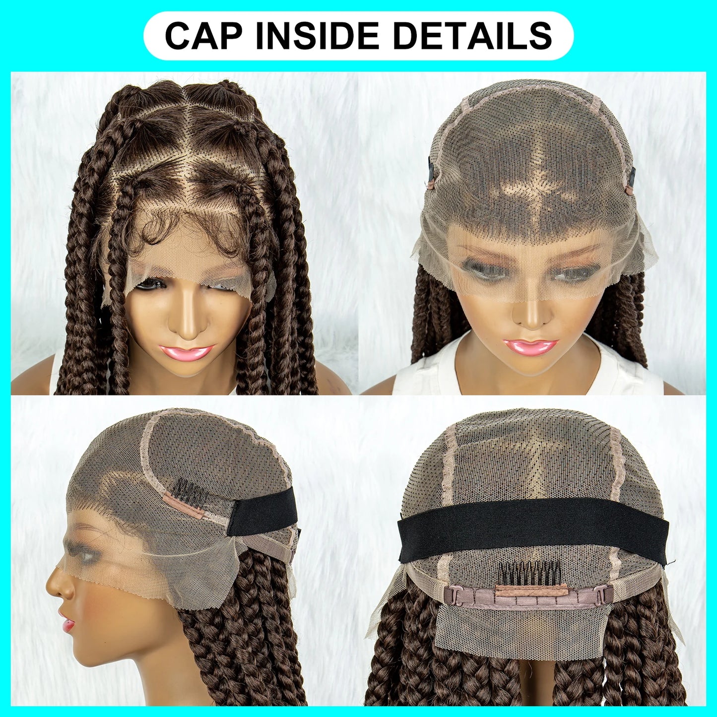 HD Transparent Full Lace Braided Wig, Square Knotless Box Braided