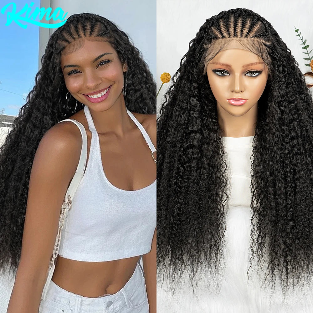 Water Wave Braided Wigs 26inches 13x6 Lace Front  Cornrow Braiding Wigs With Baby Hair - Britica's Beauty On The Go