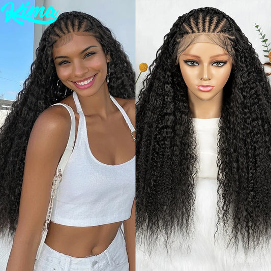 Water Wave Braided Wigs 26inches 13x6 Lace Front  Cornrow Braiding Wigs With Baby Hair - Britica's Beauty On The Go
