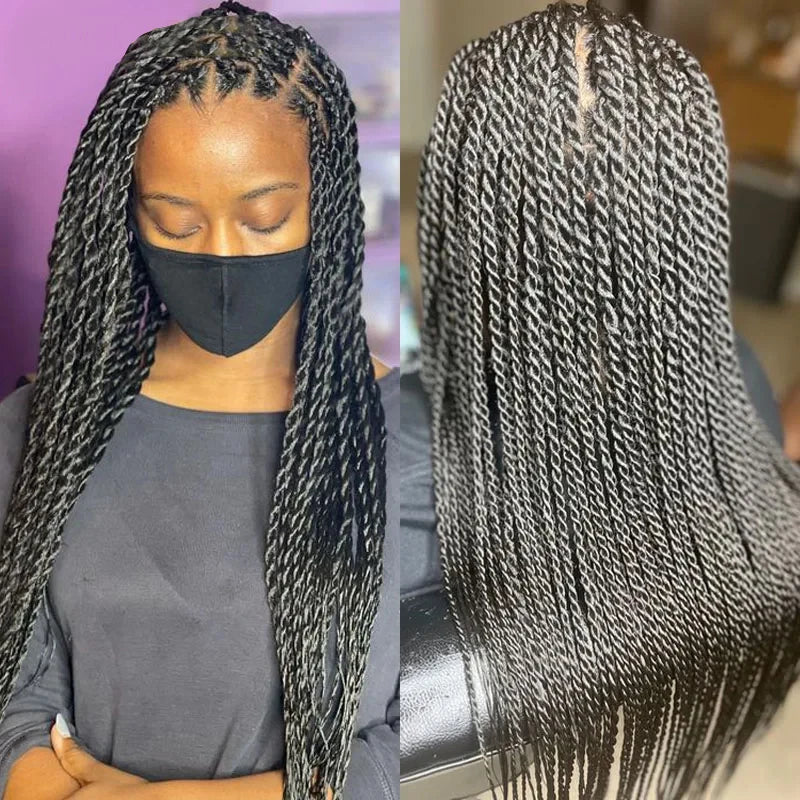 Twist Braided Wig Box Braided Lace Front Wig Synthetic Full Lace Frontal Wig Faux Locs Wig Goddess Braided Unit - Britica's Beauty On The Go