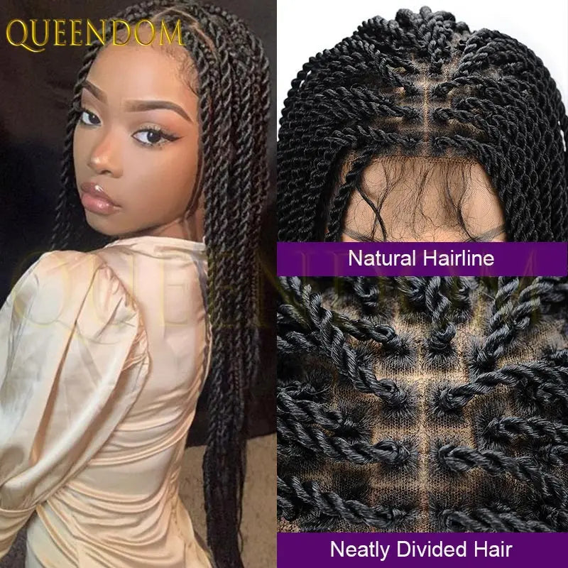 Faux Locs 36" Full Lace Frontal Wig Synthetic Senegalese Twist Braid Wig Knotless Box Braided Wig - Britica's Beauty On The Go