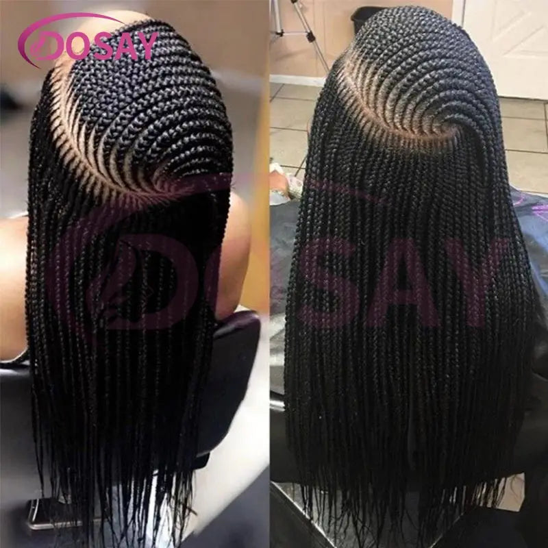 36'' Burgundy Full Lace Braided Wigs Faux Locs for Black Women Synthetic Knotless Cornrow Braid Wig Side Part Wig Box Braids Wig