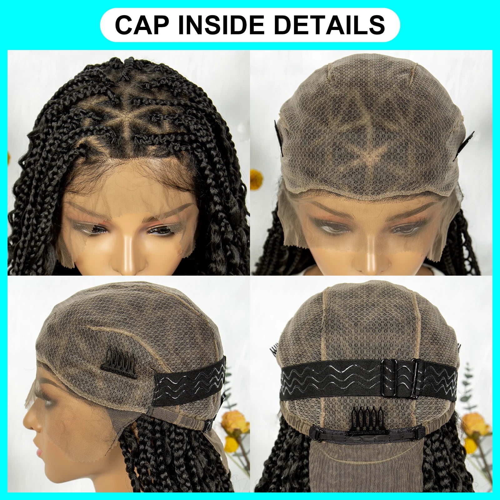 Boho Braided Wig Bohemian Box Braids Wig Synthetic Full Lace Wigs Triangle Goddess Braids Curly End with Baby Hair - Britica's Beauty On The Go