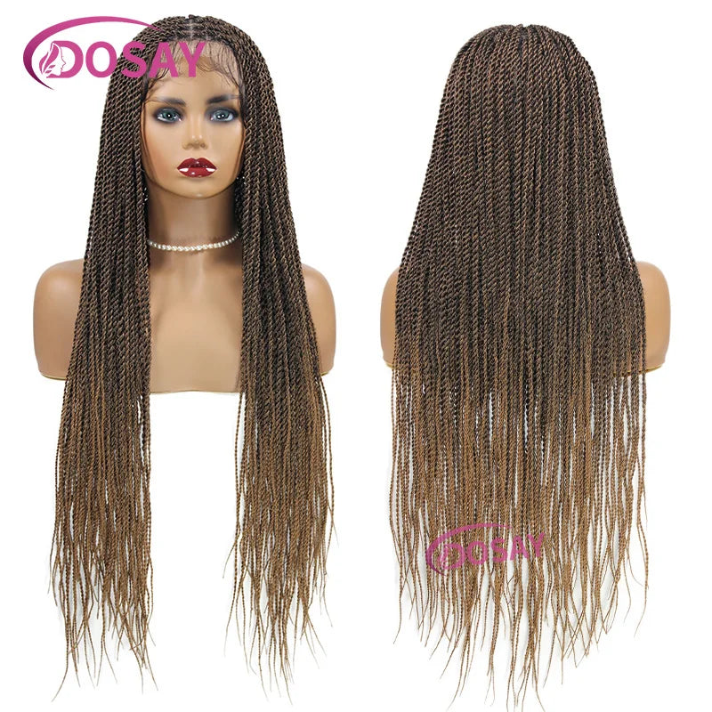 Twist Braided Wig Box Braided Lace Front Wig Synthetic Full Lace Frontal Wig Faux Locs Wig Goddess Braided Unit - Britica's Beauty On The Go