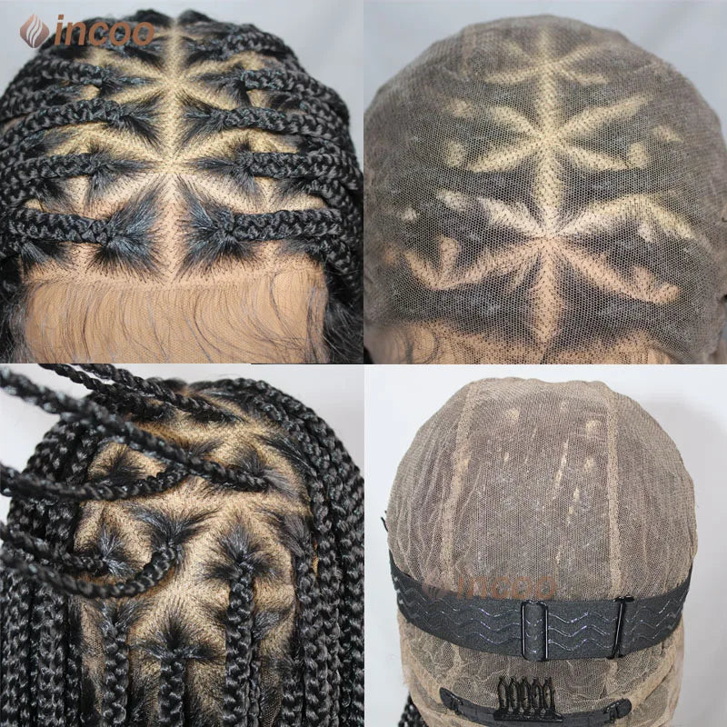 Full Lace Frontal Wig For Women, Jumbo Knotless Braided Wig With Baby Hair 24 Inch