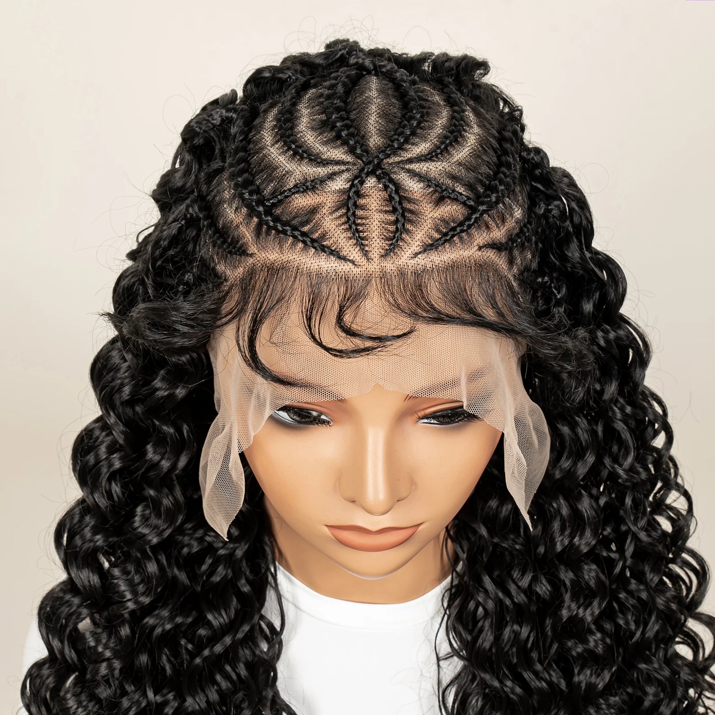 Deep Wave Full Lace Braided Hair Wigs With Baby Hair For Women Braiding Half Cornrow Synthetic Hair wig Pre Styled Braid Wigs - Britica's Beauty On The Go
