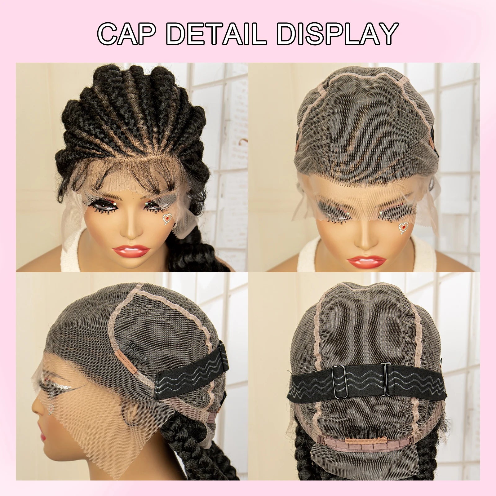30 inches Synthetic Braided Wig with Ponytail Full Lace Cornrow Box Braids Wig with Curly Wavy Braiding Wigs - Britica's Beauty On The Go