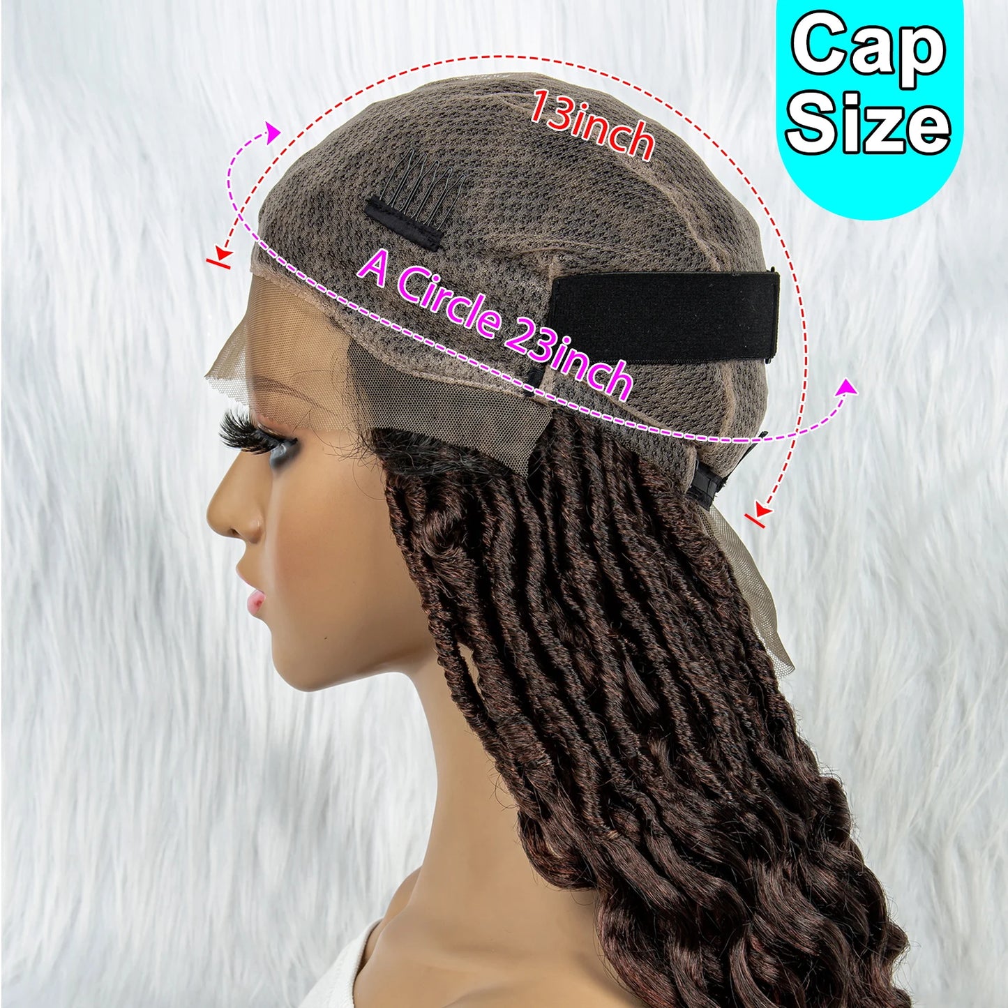 Synthetic Full Lace Wig Braided Wigs, 28 Inches Braiding Hair Knotless Box Braids Wigs With Water Wave