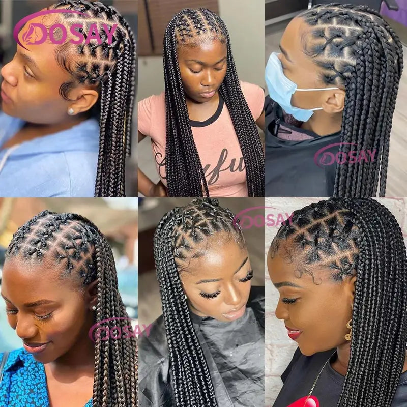 36" Criss Cross Full Lace Wig Braided Knotless Cornrow Braids Lace Wigs With Baby Hair