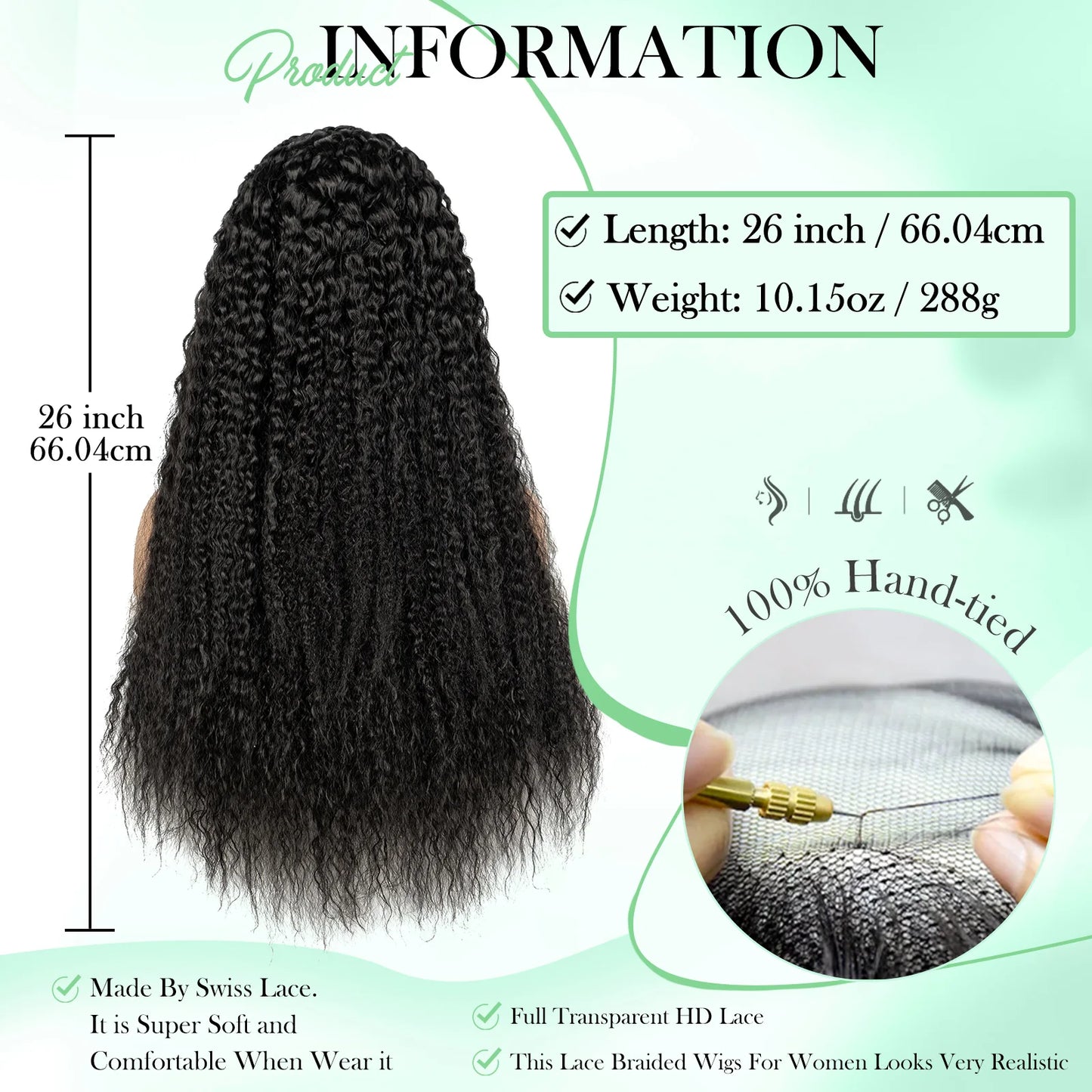 Water Wave Braided Wigs 26inches 13x6 Lace Front  Cornrow Braiding Wigs With Baby Hair - Britica's Beauty On The Go