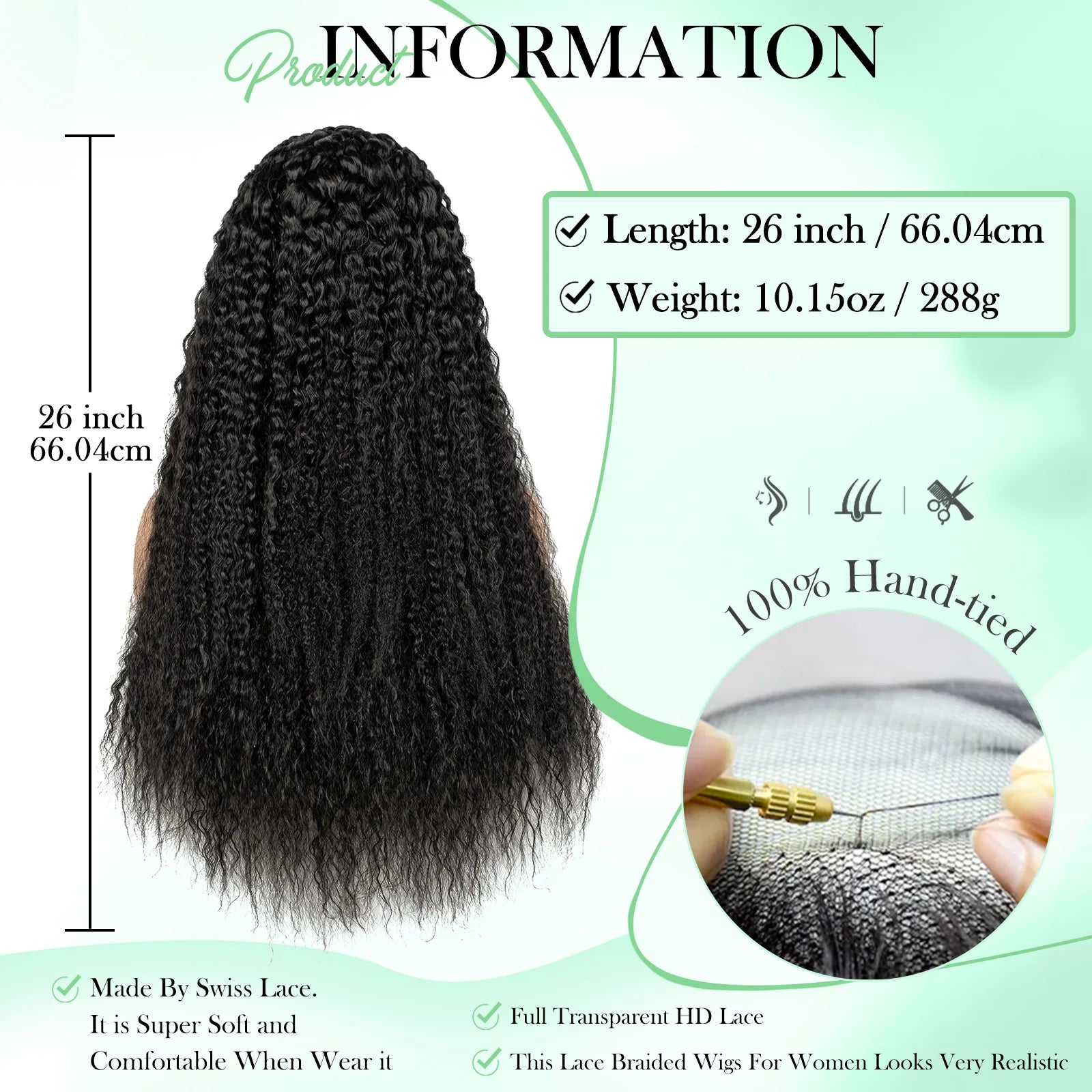 Water Wave Braided Wigs 26inches 13x6 Lace Front  Cornrow Braiding Wigs With Baby Hair - Britica's Beauty On The Go