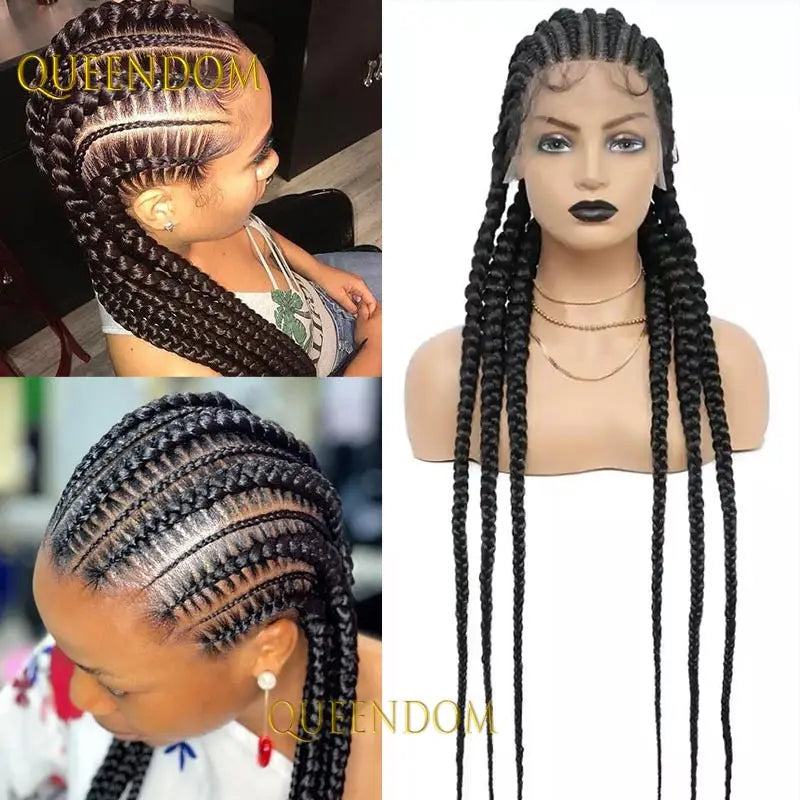 36" Synthetic Full Lace Wig, Knotless Box Braid Faux Locs - Britica's Beauty On The Go