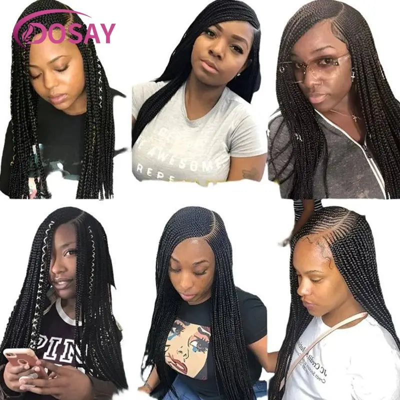 36'' Burgundy Full Lace Braided Wigs Faux Locs for Black Women Synthetic Knotless Cornrow Braid Wig Side Part Wig Box Braids Wig
