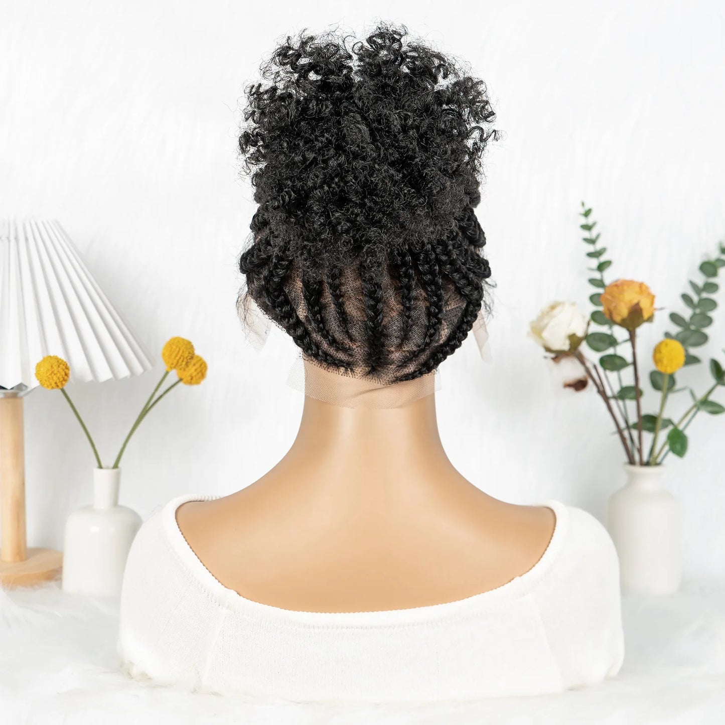 New Style Ponytail Cornrow Braided Wigs Synthetic Full Lace Goddess Box Braids Wig Kinky Braided Unit - Britica's Beauty On The Go