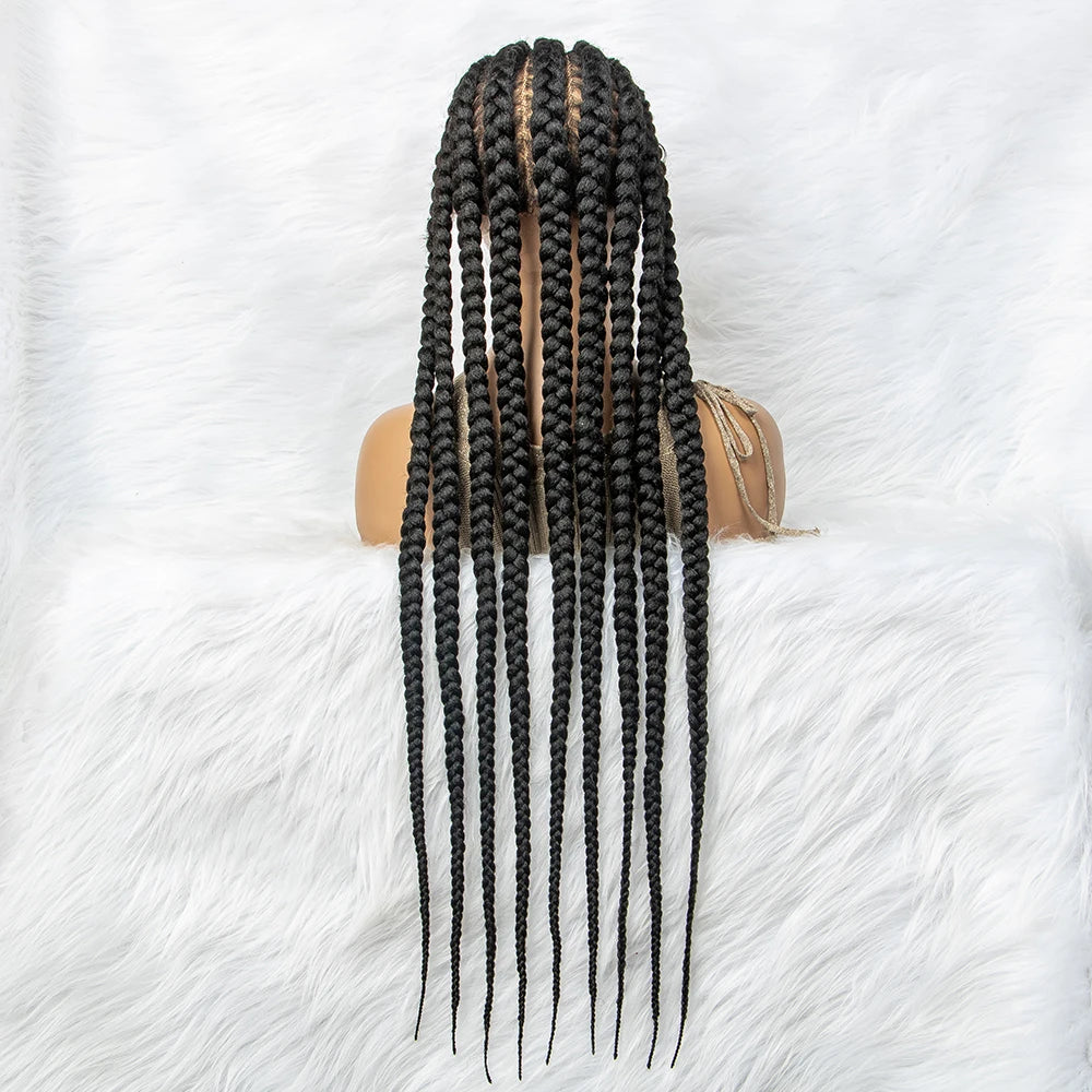 KIMA Synthetic 36 inch Cornrow Braided Wigs Transparent Full Lace Wig Box Braids With Baby Hair for Black Women - Britica's Beauty On The Go