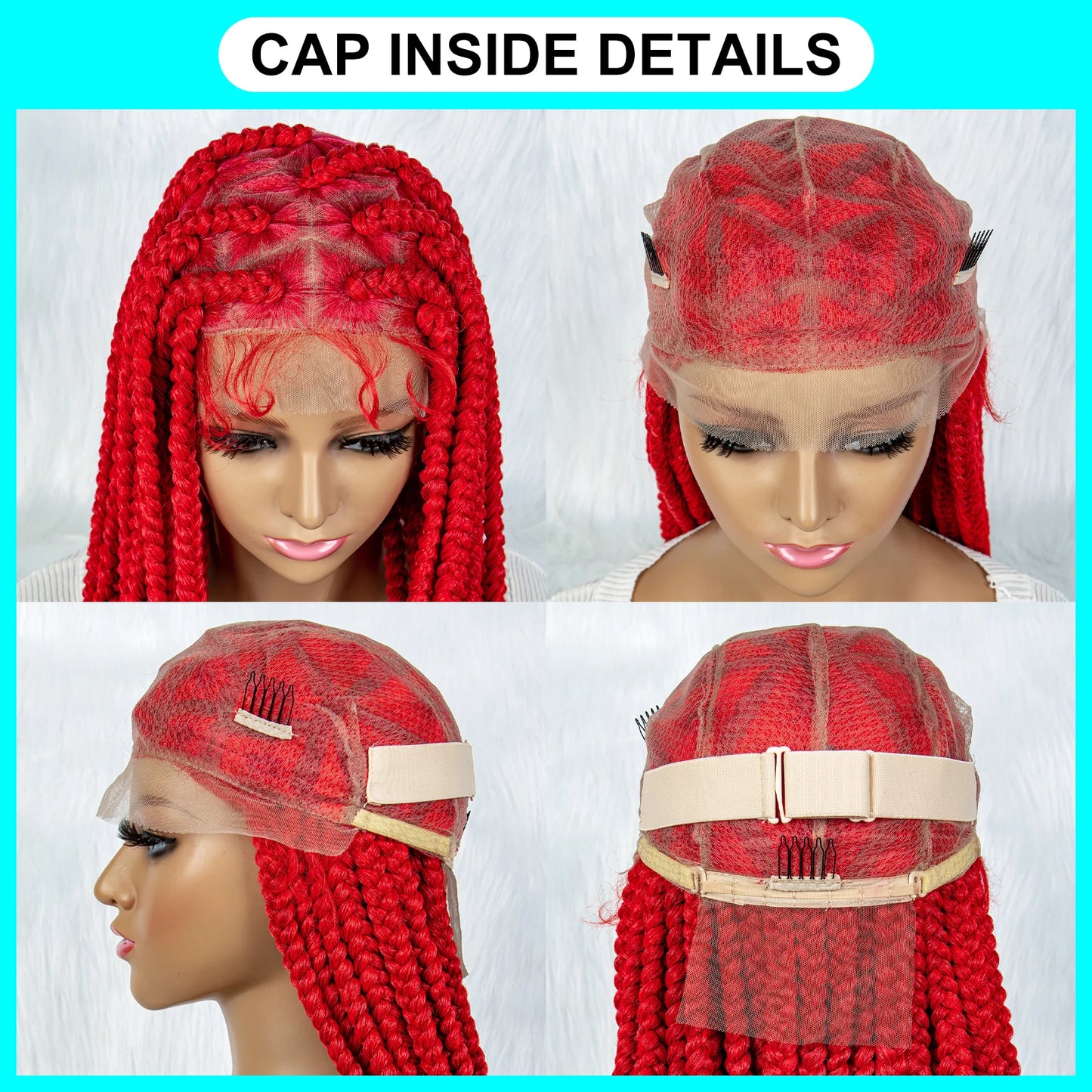 Lace Front Wig Big Knotless Box, Full Lace Cornrow Braided Wigs