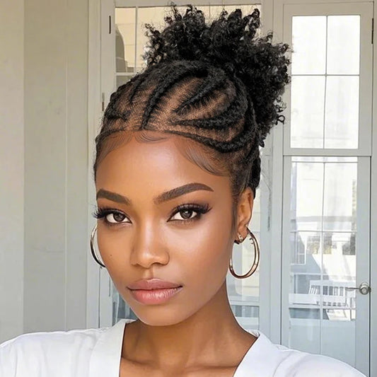 New Style Ponytail Cornrow Braided Wigs Synthetic Full Lace Goddess Box Braids Wig Kinky Braided Unit - Britica's Beauty On The Go