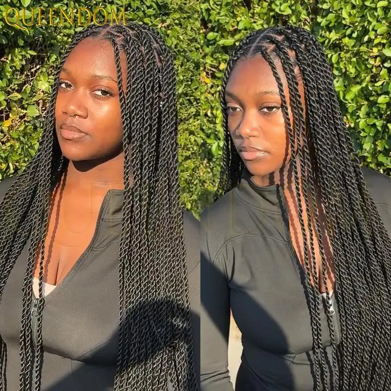 Faux Locs 36" Full Lace Frontal Wig Synthetic Senegalese Twist Braid Wig Knotless Box Braided Wig - Britica's Beauty On The Go
