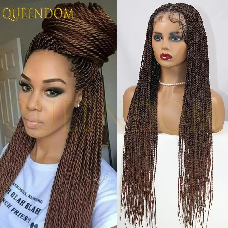 Faux Locs 36" Full Lace Frontal Wig Synthetic Senegalese Twist Braid Wig Knotless Box Braided Wig - Britica's Beauty On The Go