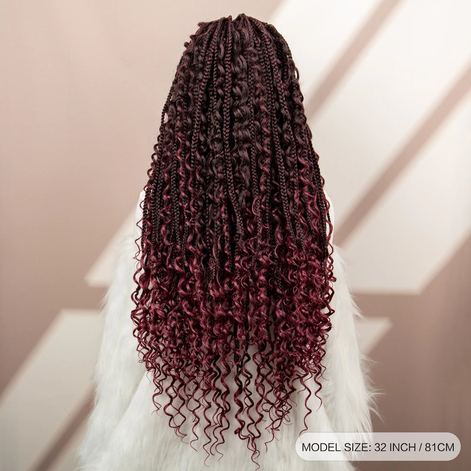32inch Synthetic Knotless Box Braided Wigs Bohemian Boho Braids Wigs Lace Front Braided Lace Wigs with Baby Hair - Britica's Beauty On The Go