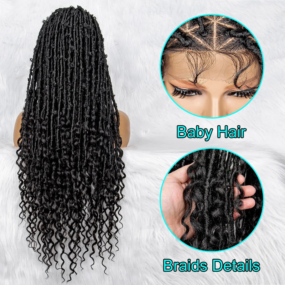 Full Lace Braided Wigs, Lace Front Wig Braided Wigs With Baby Hair Water Wave Wigs Dreadlocks Wigs