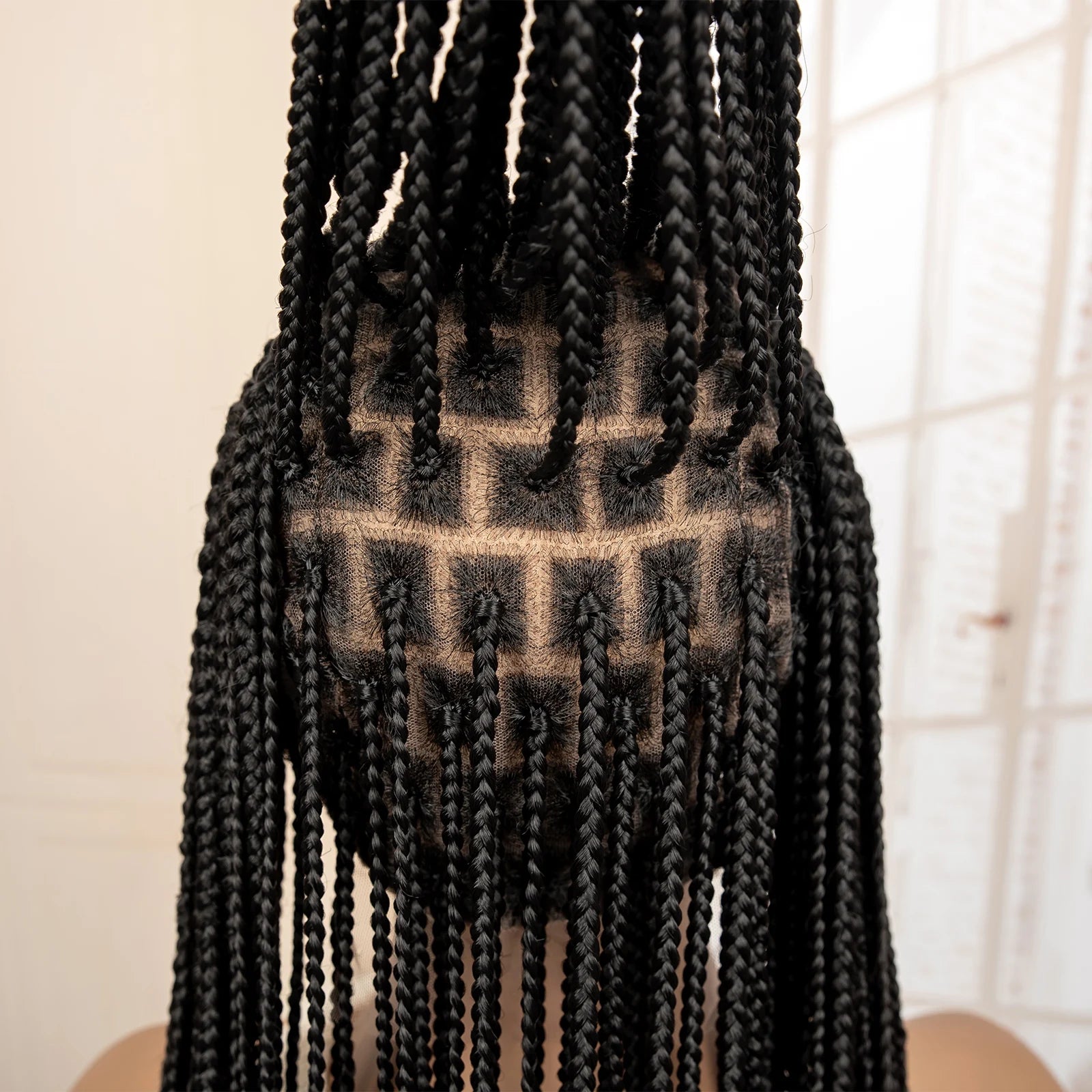 32 Inches African Hair Wigs Synthetic Cornrow Braided Wig 360 Full Lace Square Knotless Box Braiding Wig - Britica's Beauty On The Go