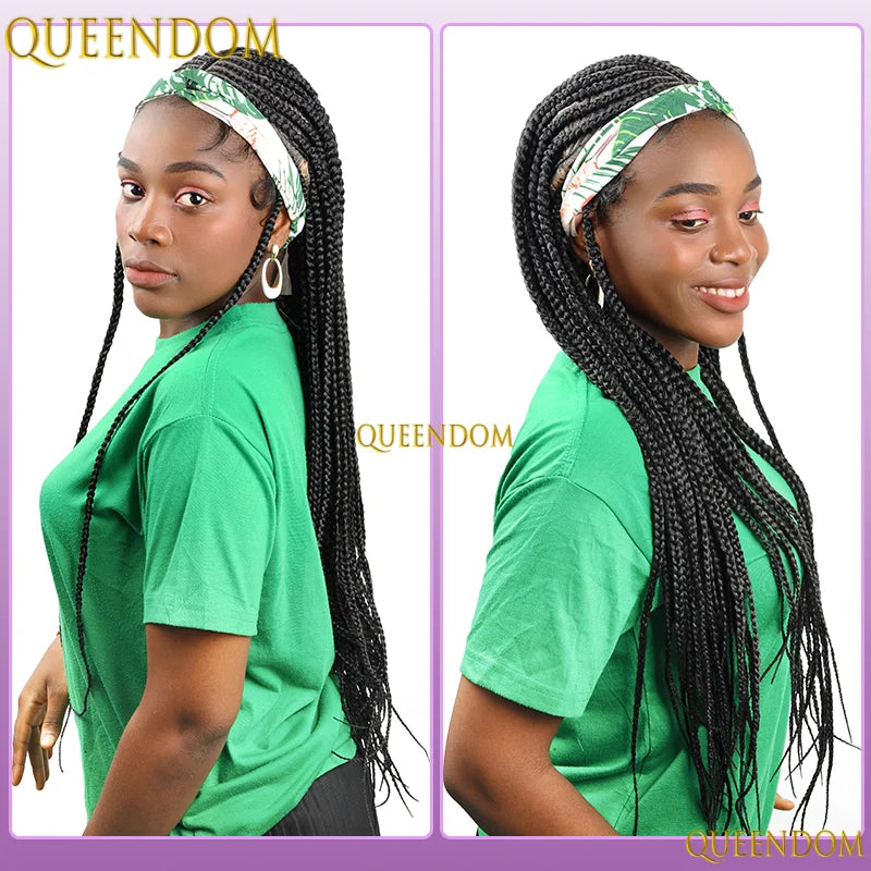 32" Synthetic Full Lace Wig Cornrow Fulani Braided Wig Knotless Box Braided Unit - Britica's Beauty On The Go