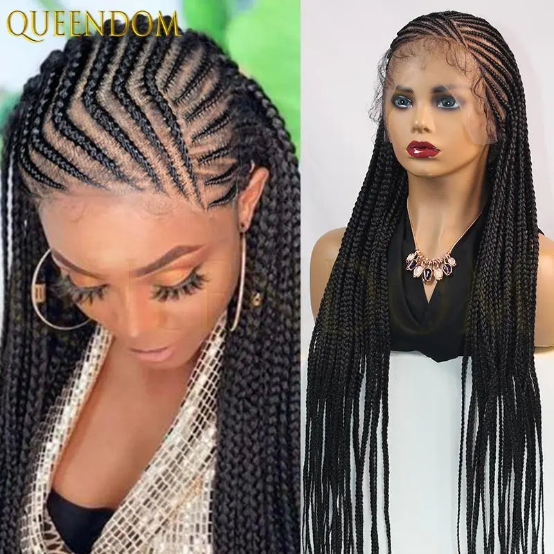 36" Synthetic Full Lace Wig, Knotless Box Braid Faux Locs - Britica's Beauty On The Go