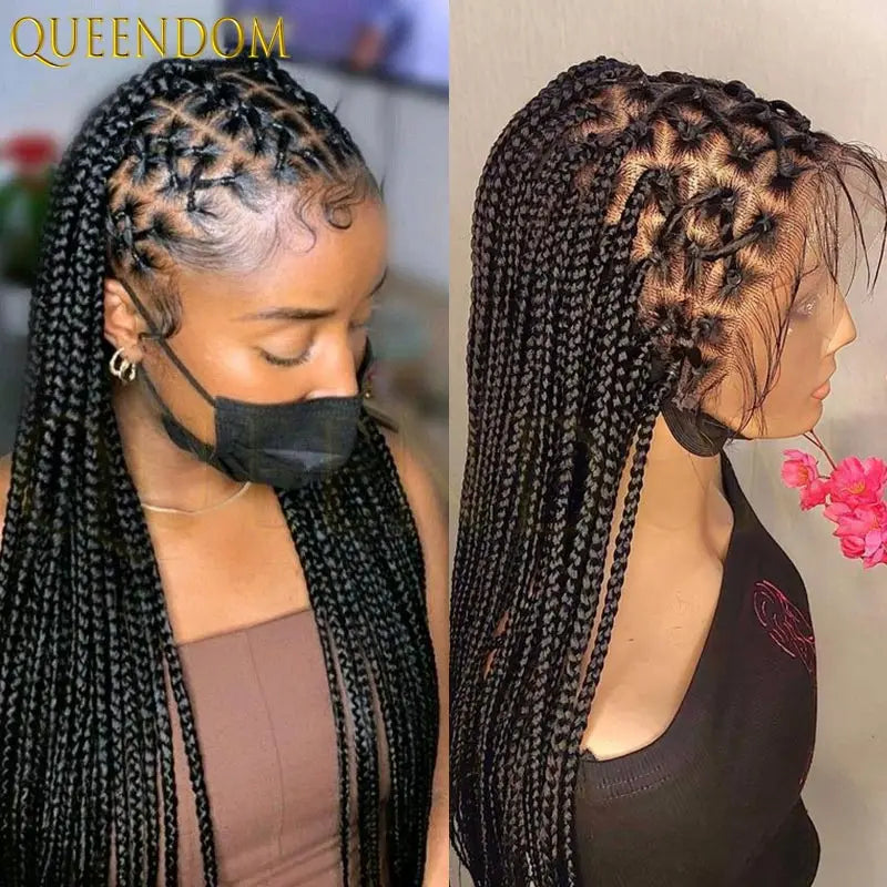 36" Synthetic Full Lace Wig, Knotless Box Braid Faux Locs - Britica's Beauty On The Go