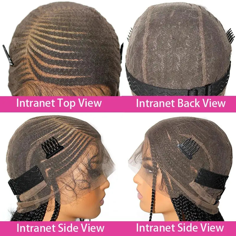 36'' Burgundy Full Lace Braided Wigs Faux Locs for Black Women Synthetic Knotless Cornrow Braid Wig Side Part Wig Box Braids Wig