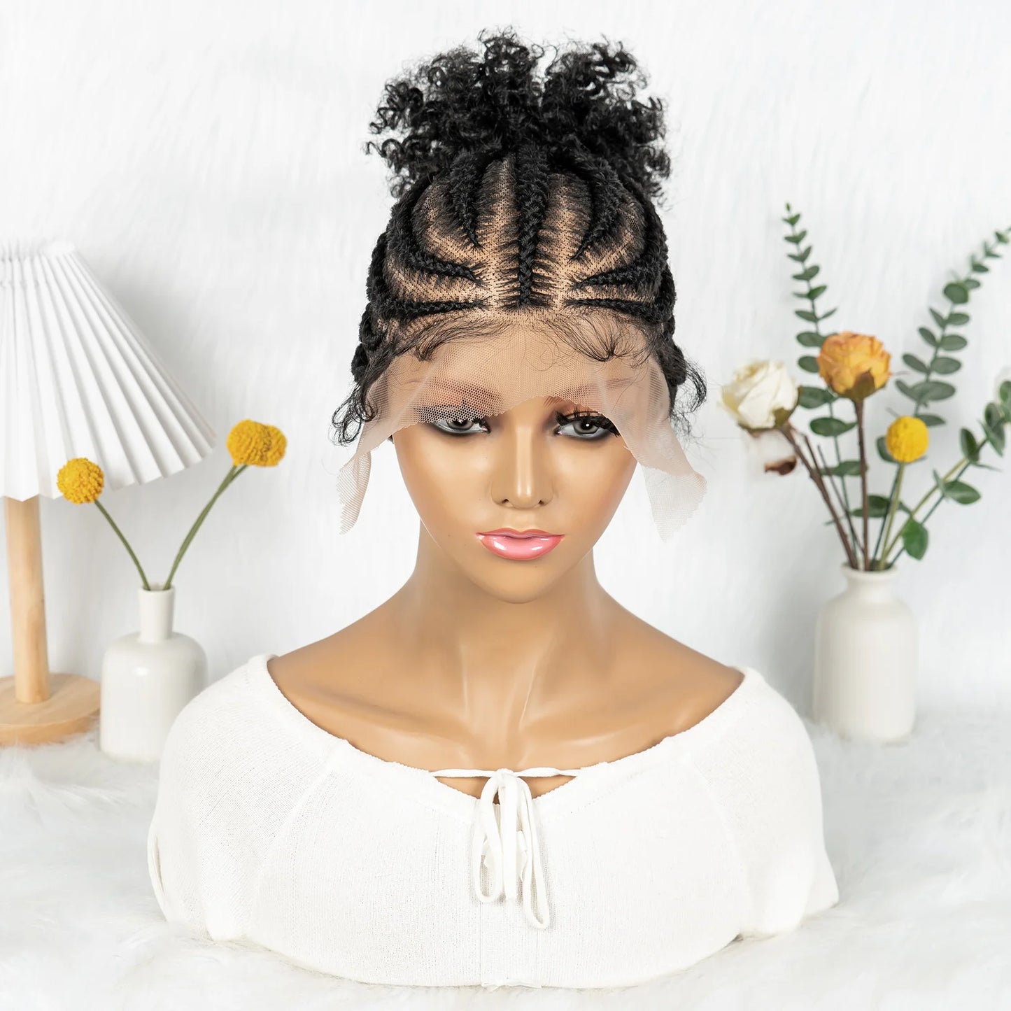 New Style Ponytail Cornrow Braided Wigs Synthetic Full Lace Goddess Box Braids Wig Kinky Braided Unit - Britica's Beauty On The Go