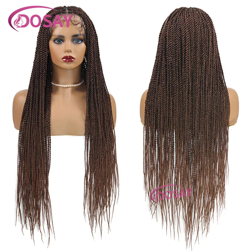 Twist Braided Wig Box Braided Lace Front Wig Synthetic Full Lace Frontal Wig Faux Locs Wig Goddess Braided Unit - Britica's Beauty On The Go