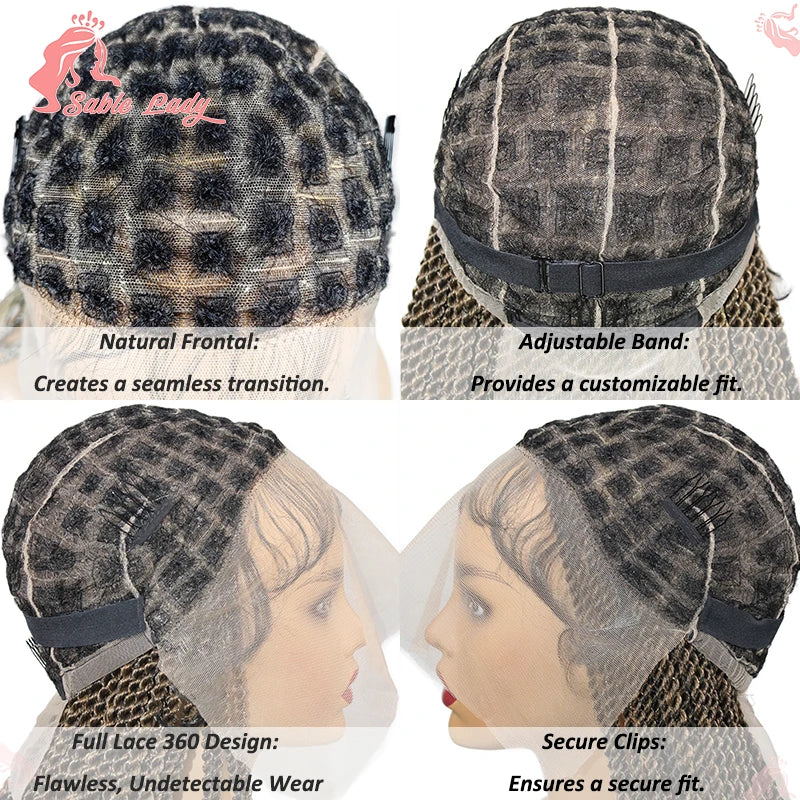 36" Synthetic Knotless Box Braided Wig Cornrow Braids Lace Wigs Full Lace Braid Unit - Britica's Beauty On The Go