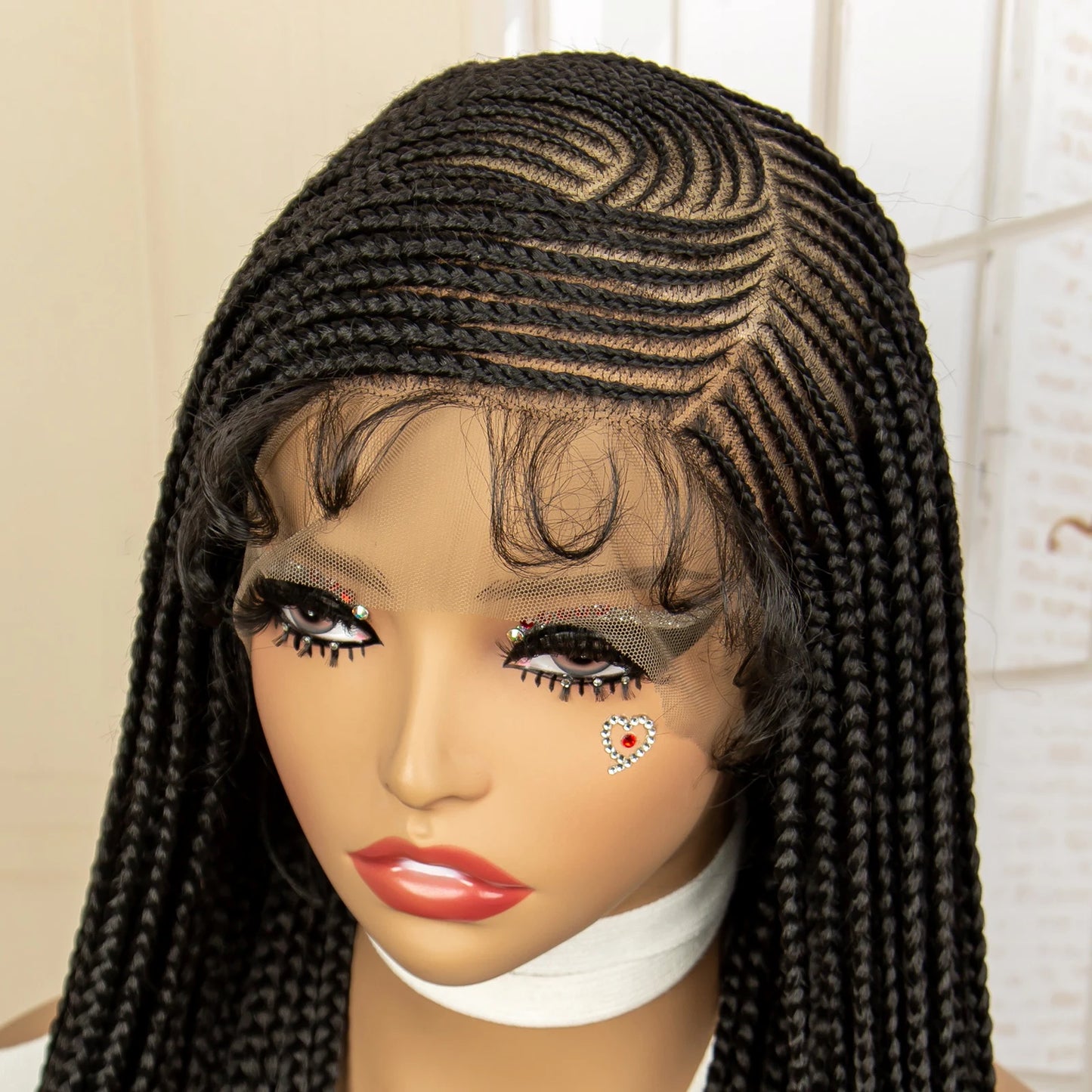 Full Lace Cornrow Braided Wig 36 inches Lace Frontal Square Knotless Box Braid Unit - Britica's Beauty On The Go