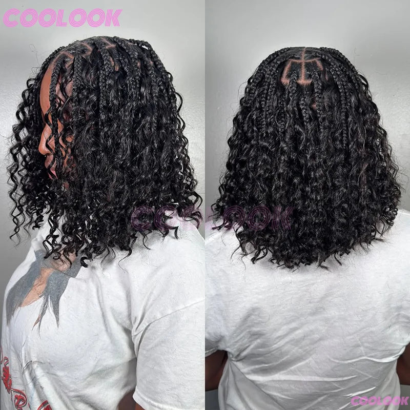 12“ Boho Braids Lace Wig Synthetic Short Box Braided Wig Full Lace Front - Britica's Beauty On The Go