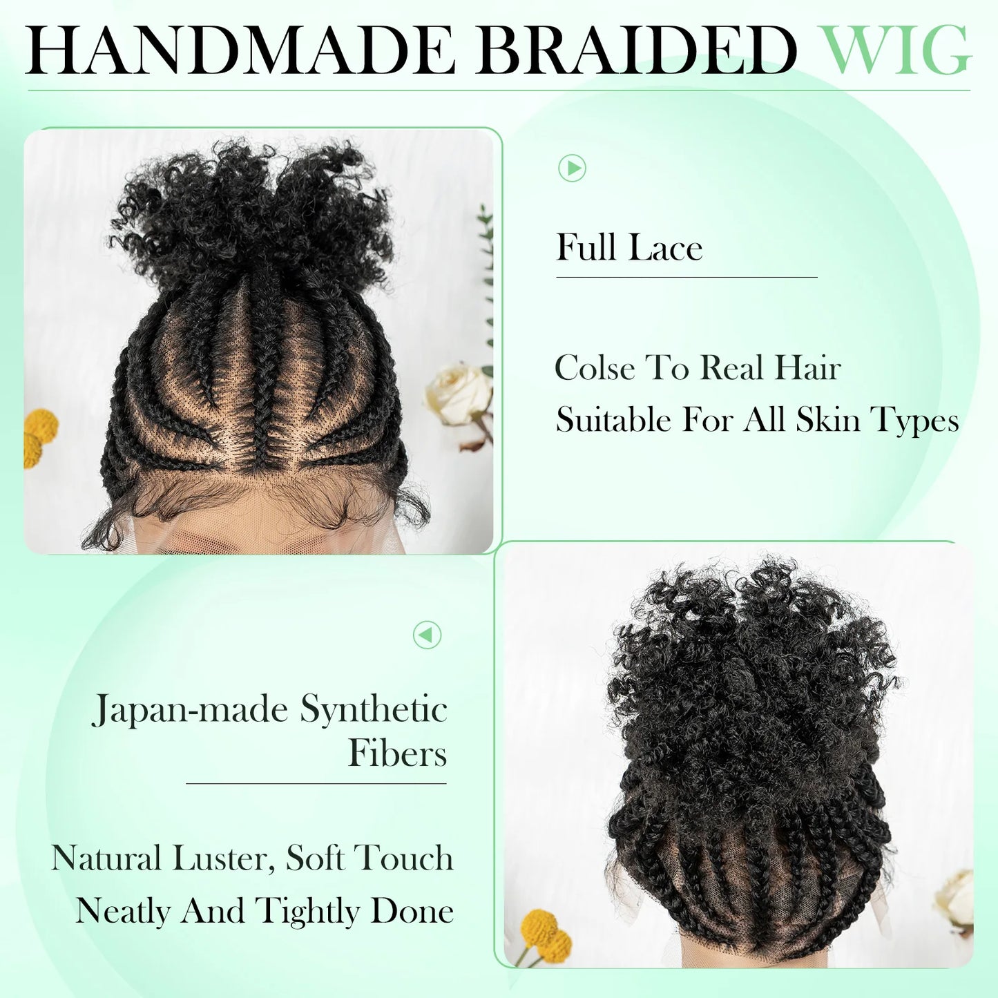 New Style Ponytail Cornrow Braided Wigs Synthetic Full Lace Goddess Box Braids Wig Kinky Braided Unit - Britica's Beauty On The Go