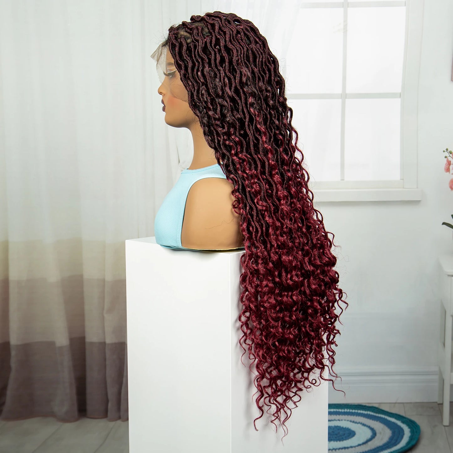 36 Inches Braided Wigs Synthetic Full Lace Front Wigs with Baby Hair Pre-plucked Full Lace Wig for Black Women Daily Wear
