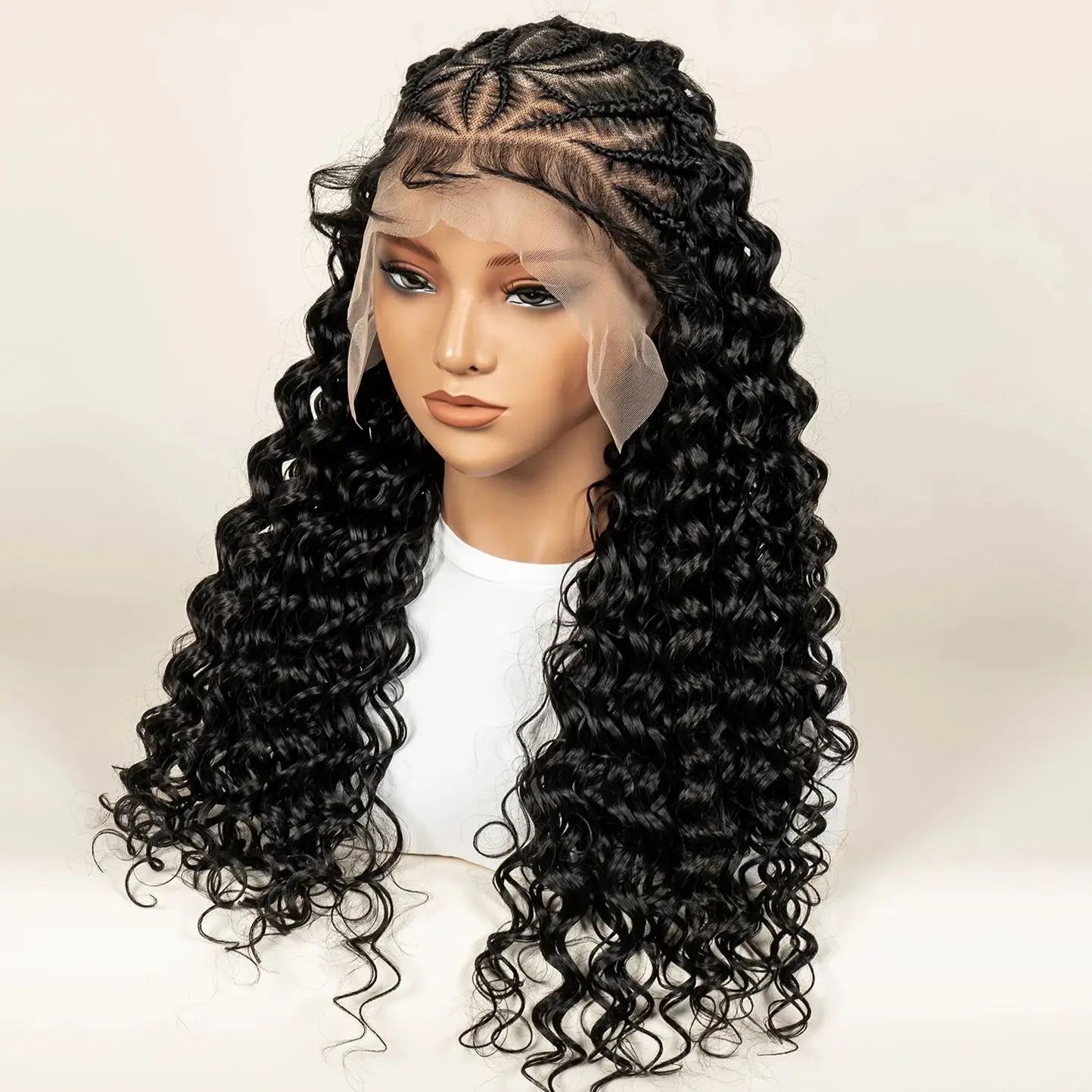 Deep Wave Full Lace Braided Hair Wigs With Baby Hair For Women Braiding Half Cornrow Synthetic Hair wig Pre Styled Braid Wigs - Britica's Beauty On The Go