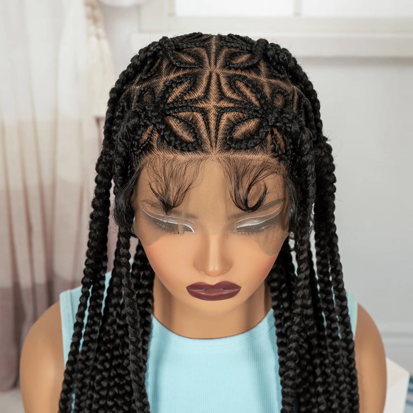 36in Full Lace Cornrow Braided Wigs, Box Braided Lace Wigs with Baby Hair - Britica's Beauty On The Go