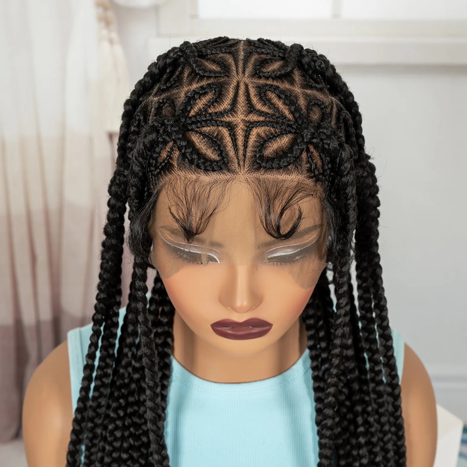 36in Full Lace Cornrow Braided Wigs, Box Braided Lace Wigs with Baby Hair - Britica's Beauty On The Go