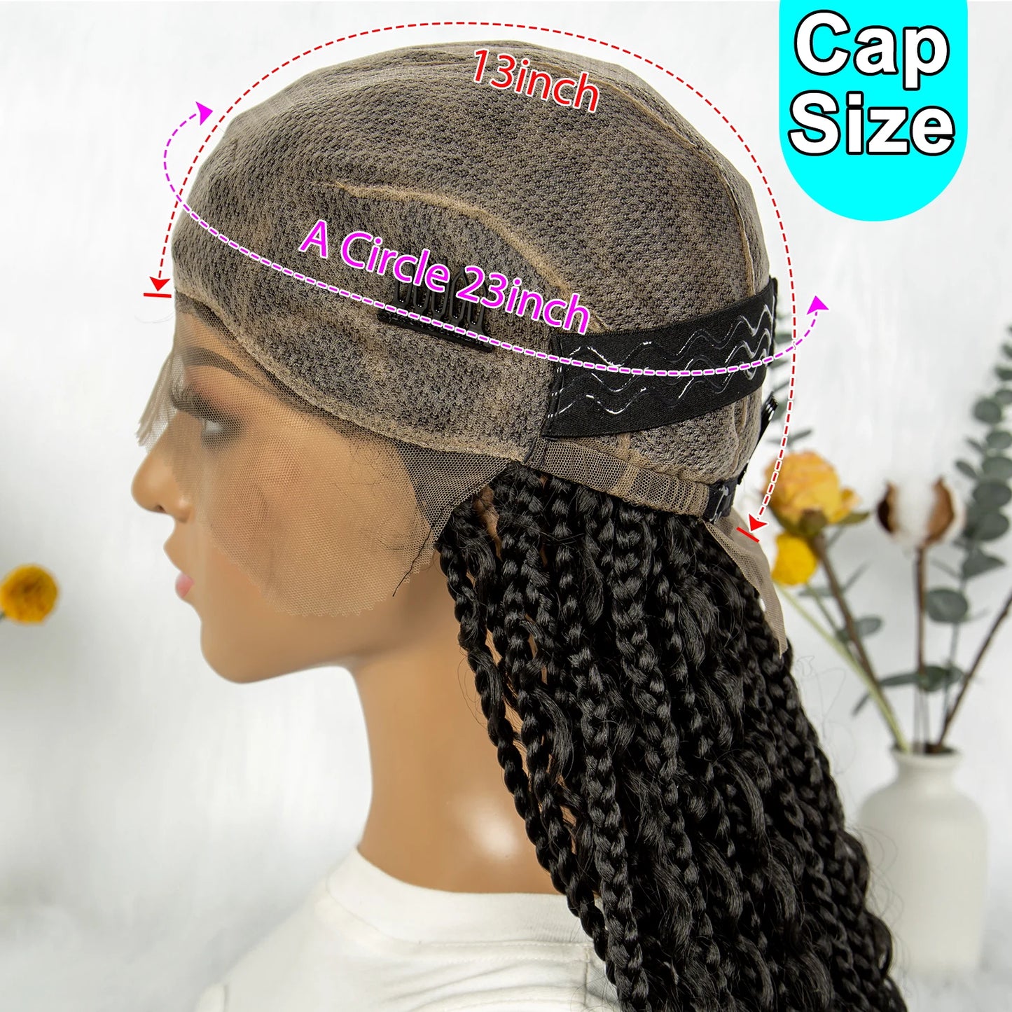 Boho Braided Wig Bohemian Box Braids Wig Synthetic Full Lace Wigs Triangle Goddess Braids Curly End with Baby Hair - Britica's Beauty On The Go