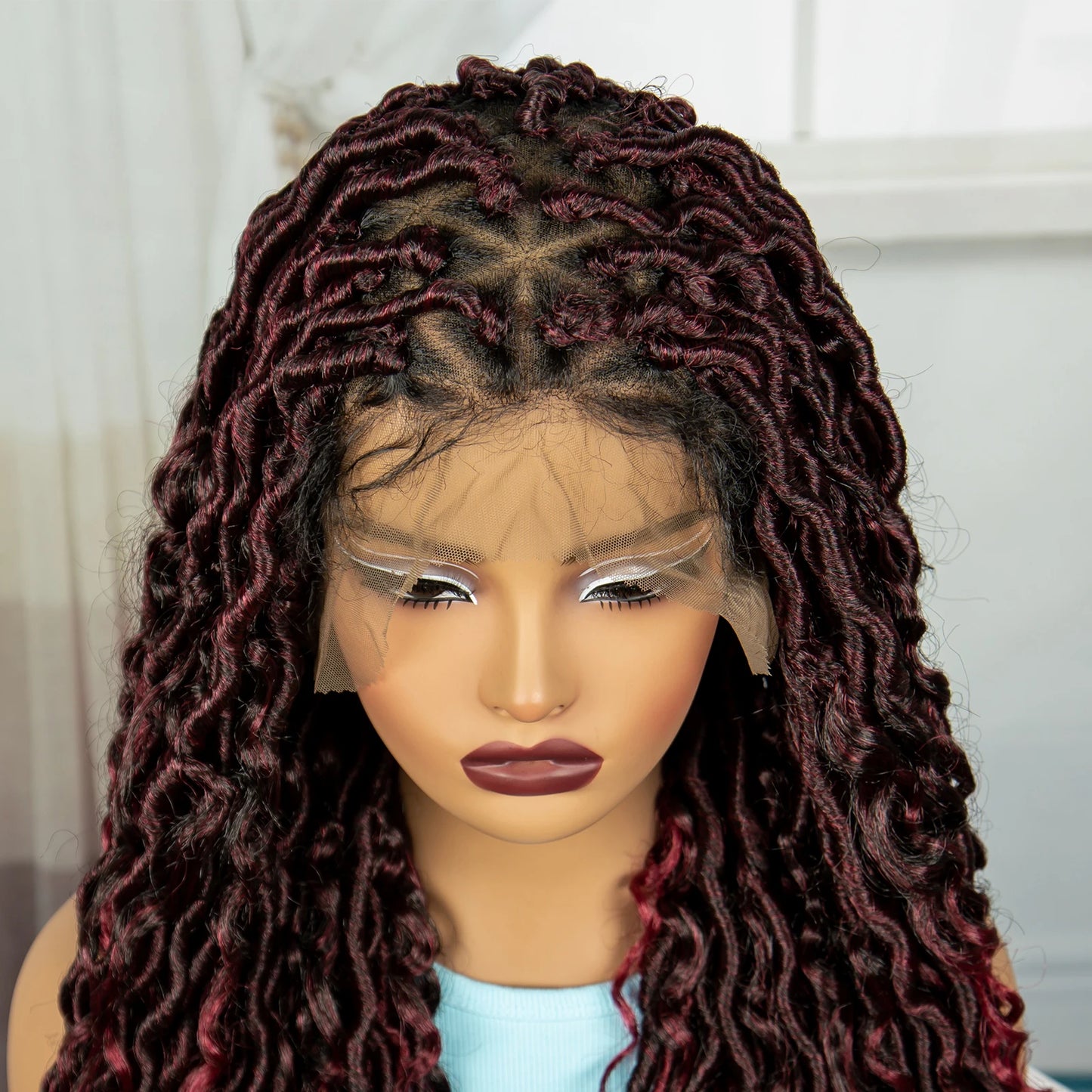 36 Inches Braided Wigs Synthetic Full Lace Front Wigs with Baby Hair Pre-plucked Full Lace Wig for Black Women Daily Wear