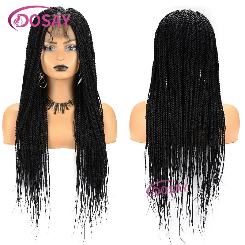 Twist Braided Wig Box Braided Lace Front Wig Synthetic Full Lace Frontal Wig Faux Locs Wig Goddess Braided Unit - Britica's Beauty On The Go