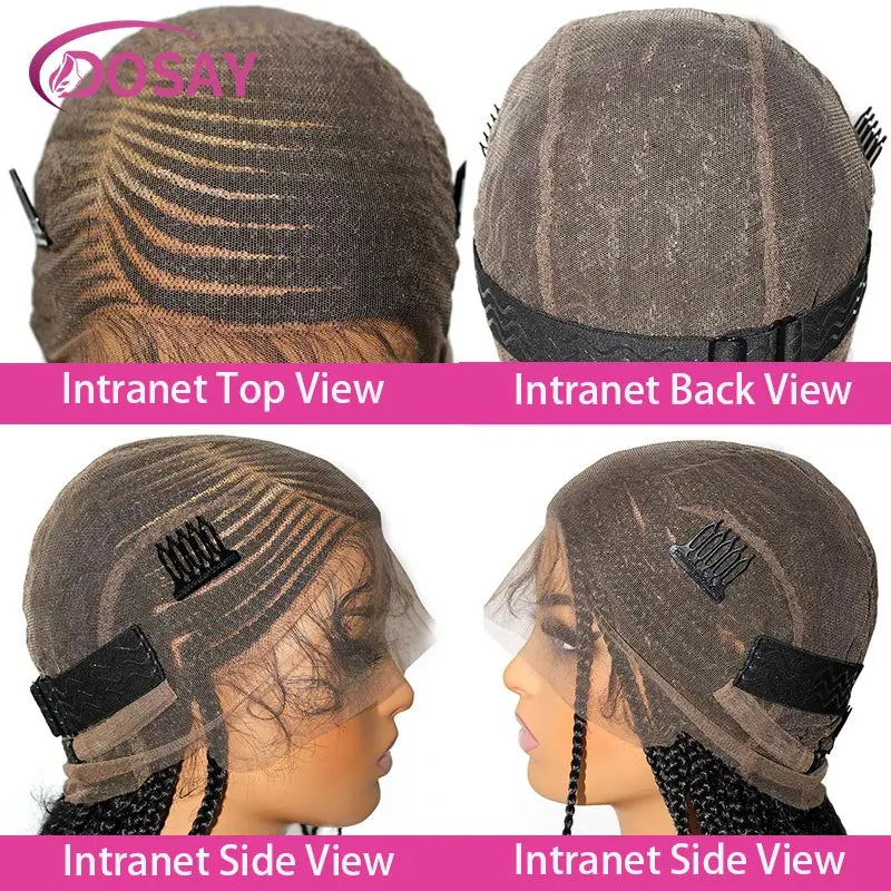 36'' Burgundy Full Lace Braided Wigs Faux Locs for Black Women Synthetic Knotless Cornrow Braid Wig Side Part Wig Box Braids Wig