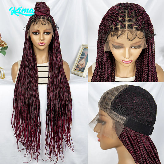 Braided Synthetic Lace Front Wigs 36inches, Afro Knotless Braiding Wig With Baby Hair