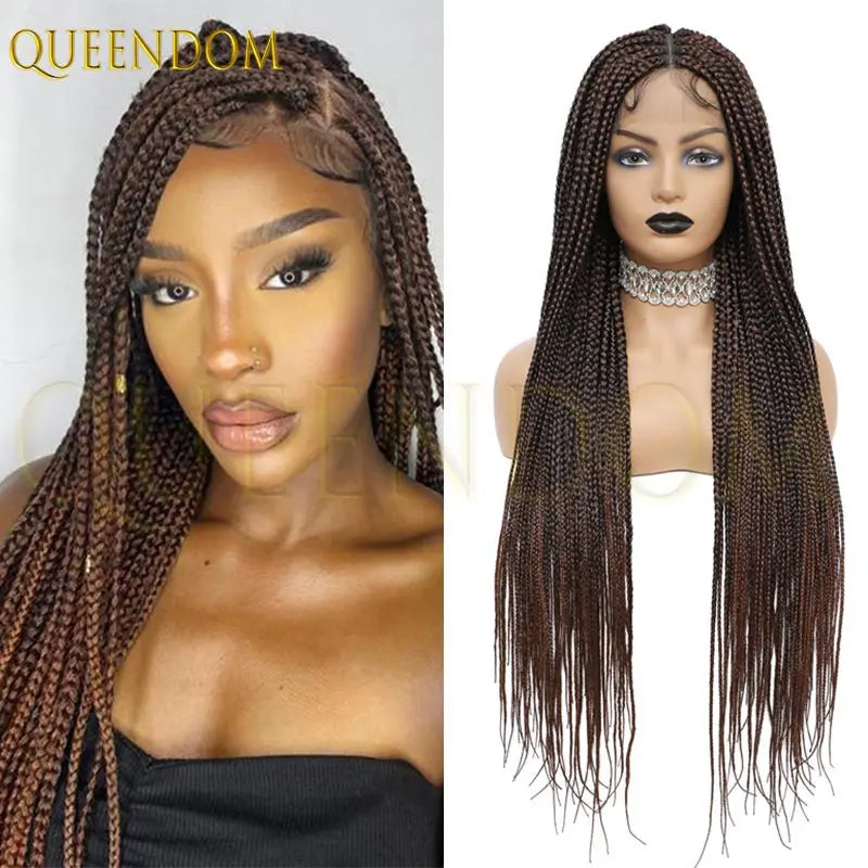 Synthetic Knotless Box Full Lace Cornrow Braiding Wigs African Braided Hair, Lace Frontal Crochet Braids Wig - Britica's Beauty On The Go