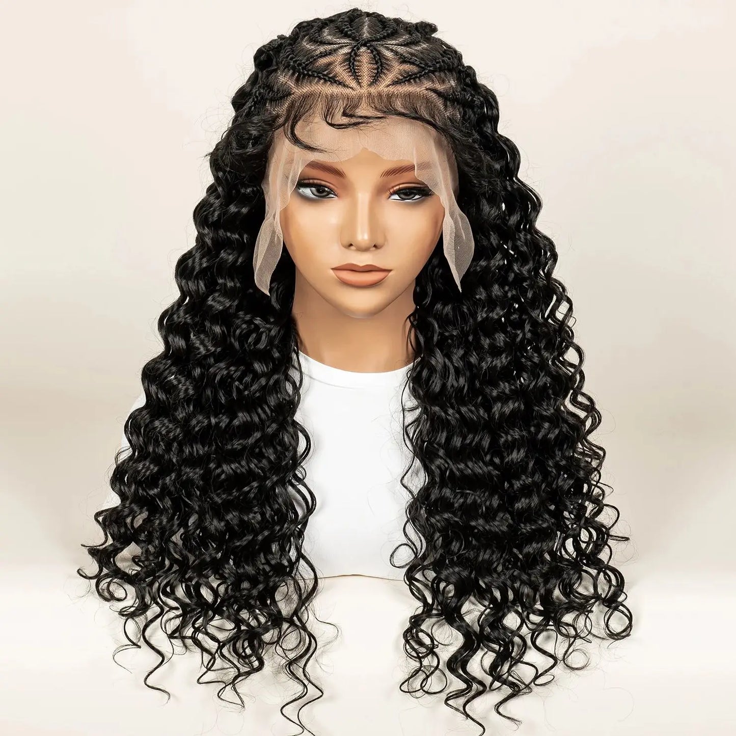 Deep Wave Full Lace Braided Hair Wigs With Baby Hair For Women Braiding Half Cornrow Synthetic Hair wig Pre Styled Braid Wigs - Britica's Beauty On The Go