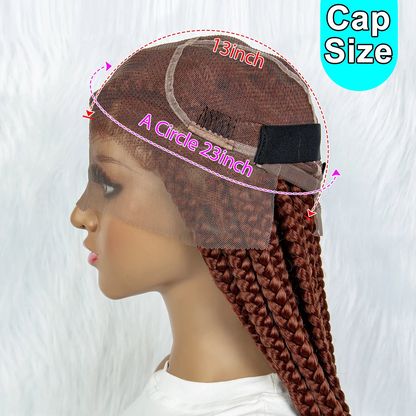 Ginger Cornrow Braids Full Lace Braided Wigs, Lace Front Square Knotless Box Braids, 350 Color